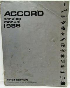 1986 Honda Accord Service Shop Repair Manual