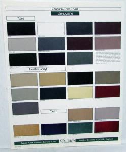 1987 Daimler By Jaguar Limousine Sales Brochure With Color & Trim Chart Original