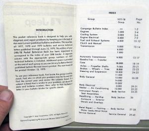 1977 1978 1979 AMC Jeep Dealer DRB Pocket Reference Book Tech Service Bulletins