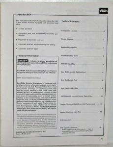 1987 Honda Accord Service Shop Repair Manual Supplement - Auto Seat Belt System