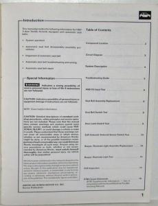 1987 Honda Accord Service Shop Repair Manual Supplement - Auto Seat Belt System