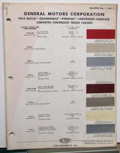 1962 General Motors GM DuPont Paint Chips Buick Corvette Pontiac Chevy Truck