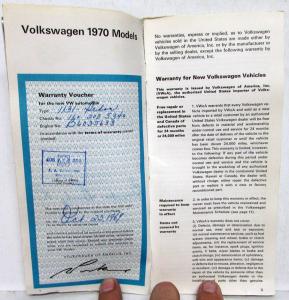 1970 Volkswagen Sedan Maintenance Record Book Service Information & Schedule VW