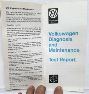 1970 Volkswagen Sedan Maintenance Record Book Service Information & Schedule VW