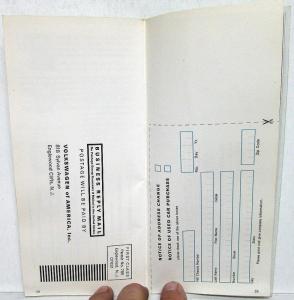 1970 Volkswagen Sedan Maintenance Record Book Service Information & Schedule VW