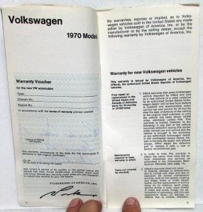 1970 Volkswagen Station Wagon Maintenance Record Book Service Info Schedule Bus