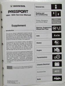 1994-1995 Honda Passport Service Shop Repair Manual Supplement