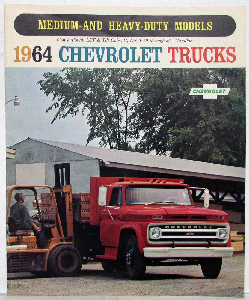 1964 Chevy Chassis Tilt Low Cab Stake LCF Med & HD Trucks Sales Brochure R1 Rev