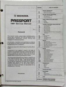 1997 Honda Passport Service Shop Repair Manual - Isuzu Rodeo