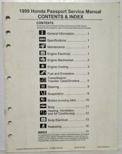 1999 Honda Passport Service Shop Manual - Fuel & Emissions - Contents & Index