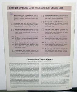 1968 Chevrolet Campers RV Series 10 20 30 Truck Dealer Sales Brochure Original