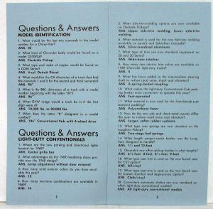 1969 Chevy Truck Salesmans Q&A Light Med Heavy Duty Chevy Van P Series Booklet