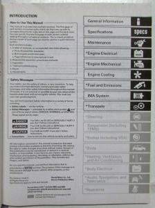 2011-2012 Honda CR-Z Service Shop Repair Manual 2 Vol Set