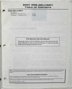 2001 Ford Pre-Delivery Inspection Manual Car - Light Truck - F-650 - F-750