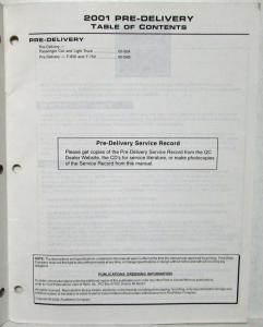 2001 Ford Pre-Delivery Inspection Manual Car - Light Truck - F-650 - F-750