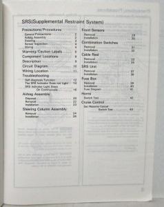 1987 Acura Legend Coupe SRS Service Manual Supplement
