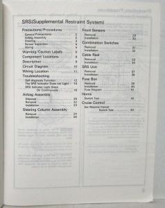 1987 Acura Legend Coupe SRS Service Manual Supplement