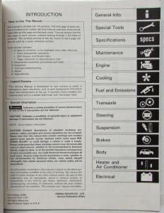 1987 Acura Legend Service Shop Repair Manual