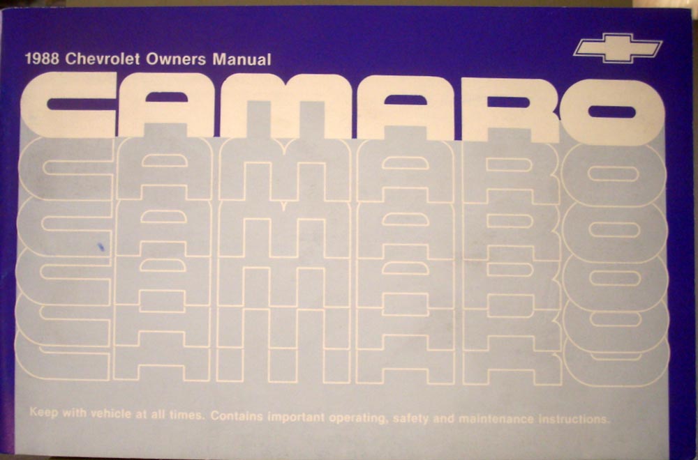 1988 Chevrolet Camaro Owners Manual Original Includes IROC… | AutoPaper