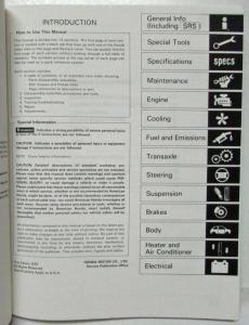 1988 Acura Legend Service Shop Repair Manual