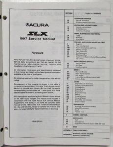 1997 Acura SLX Service Shop Repair Manual