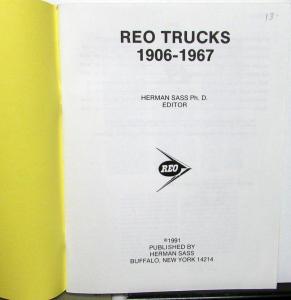 1906-1967 Reo Trucks Historical Reference Book By Herman Sass Info Data