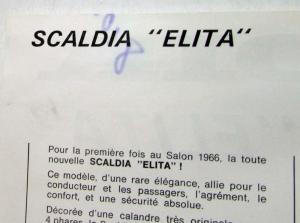 1966 Volga Scaldia Elita Spec Sheet - French & Dutch Text