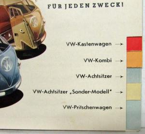 1953 VW Transporter Tabbed Pages Sales Brochure - German Text