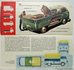 1953 VW Transporter Tabbed Pages Sales Brochure - German Text