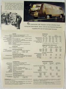 1953 VW Transporter Tabbed Pages Sales Brochure - German Text