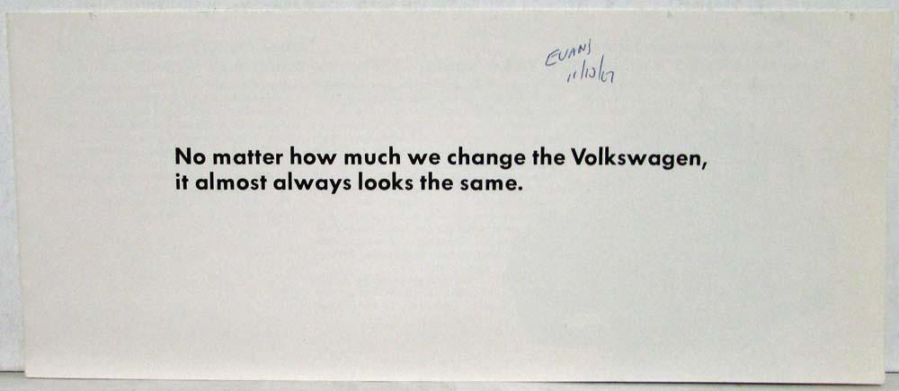 1968 Volkswagen Always Looks the Same Sales Brochure