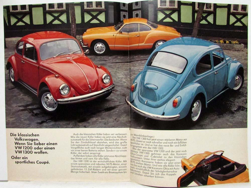1971 VW Program Sales Brochure K70 Beetle 1600 Karmann Ghia 411E