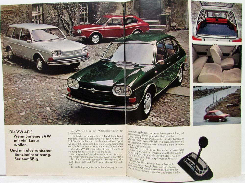 1971 VW Program Sales Brochure K70 Beetle 1600 Karmann Ghia 411E