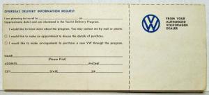 1971 Volkswagen European Delivery Buy Here Drive There Bring Back Sales Folder