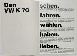 1972 VW Der K70 Pink Cover Sales Brochure