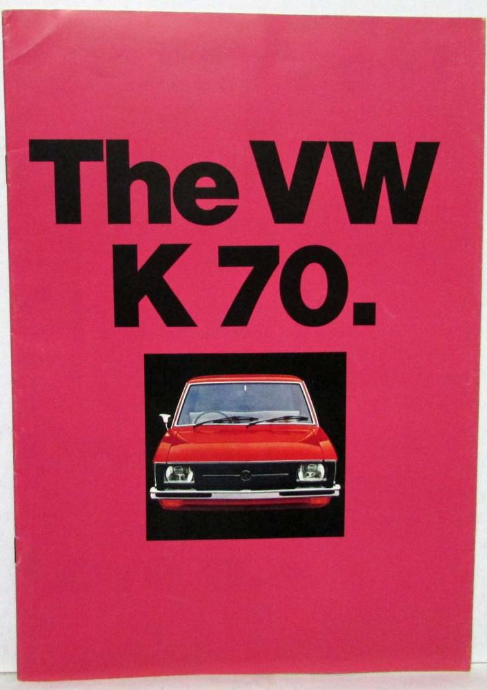 1972 Volkswagen VW K70 Pink Cover Sales Brochure