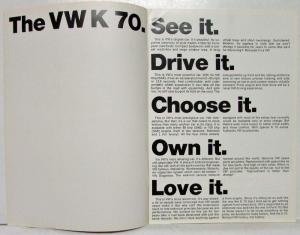 1972 Volkswagen VW K70 Pink Cover Sales Brochure