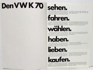 1973 VW Der K70 Pink Cover Sales Brochure