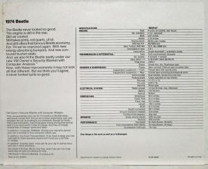 1974 VW Beetle Spec Sheet