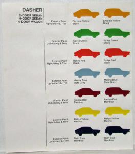 1974 VW Dasher Colors Paint Chips Sales Brochure - Canadian