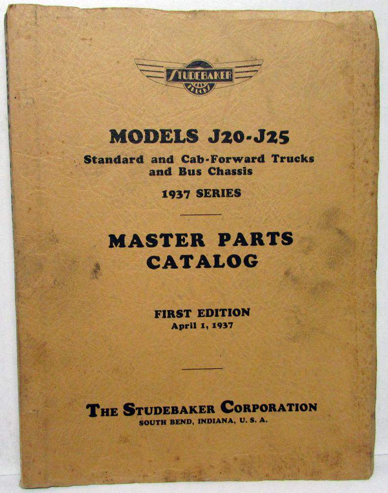 1937 Studebaker Truck Dealer Master Parts Catalog Book J20 J25 Models