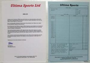 1995 Ultima Sports Ltd Poster with Price List - Order Form - Letter