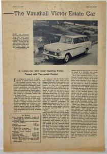 1958 Vauxhall Victor Estate Car Article Reprint From London THE MOTOR August 13