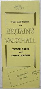 1960 Vauxhall Victor Super & Estate Wagon Facts & Figures for Saleman Use Only