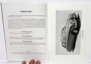 1955-1959 Jaguar 2.4 Litre Car Owners Manual Care & Operation Instructions Specs