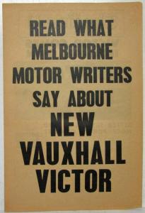 1962 Vauxhall Article Reprint Read What Melbourne Motor Writers Say About Victor