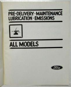 1980 Ford Car Pre-Delivery Maintenance Lubrication Emissions Service Shop Manual