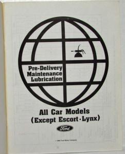 1981 Ford Car Pre-Delivery Maintenance Lubrication Service Shop Manual