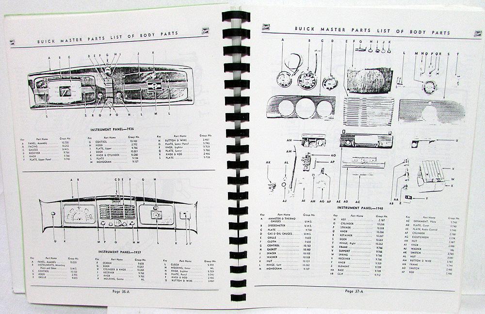 1928 to 1942 Buick Master Body Parts List Catalog Book Sedan Coupe