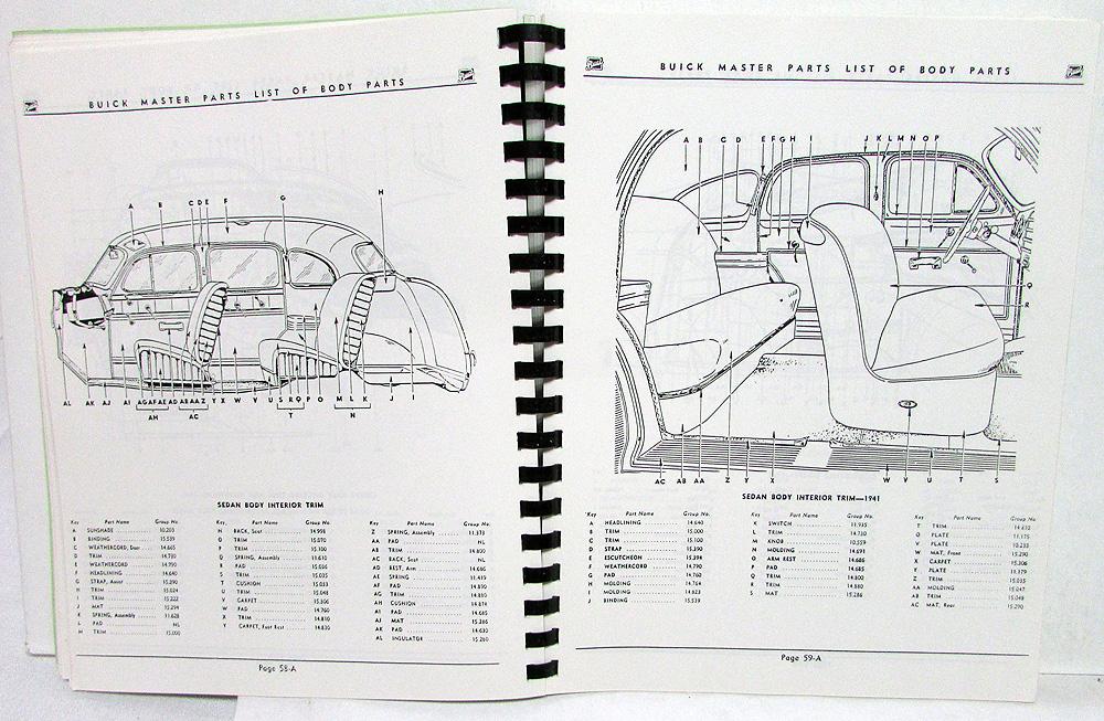 1928 to 1942 Buick Master Body Parts List Catalog Book Sedan Coupe